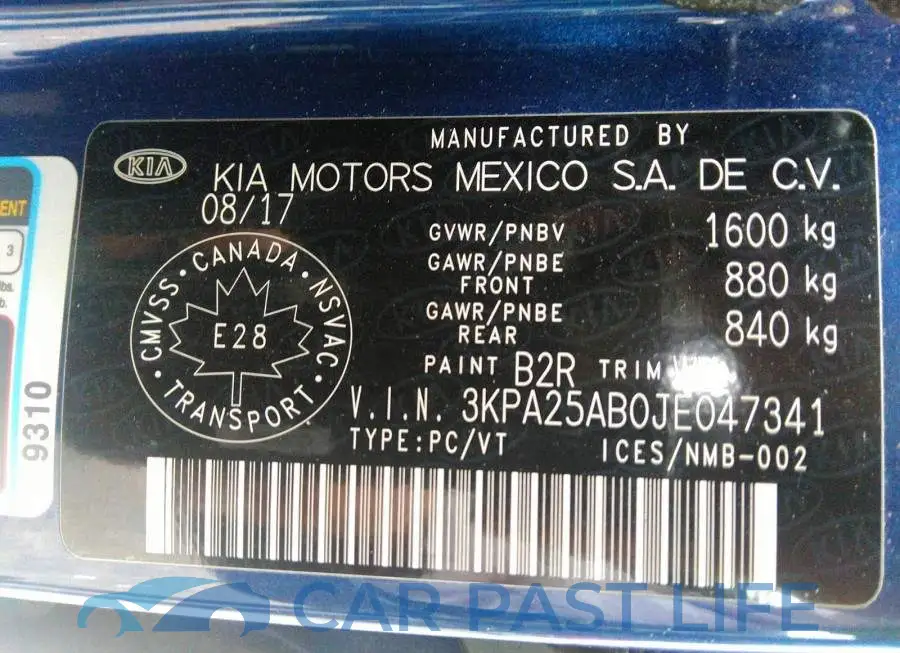 3KPA25AB0JE047341# 9