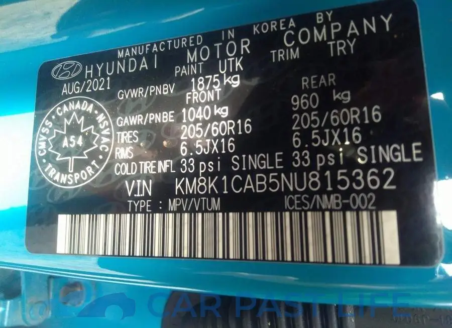KM8K1CAB5NU815362# 9
