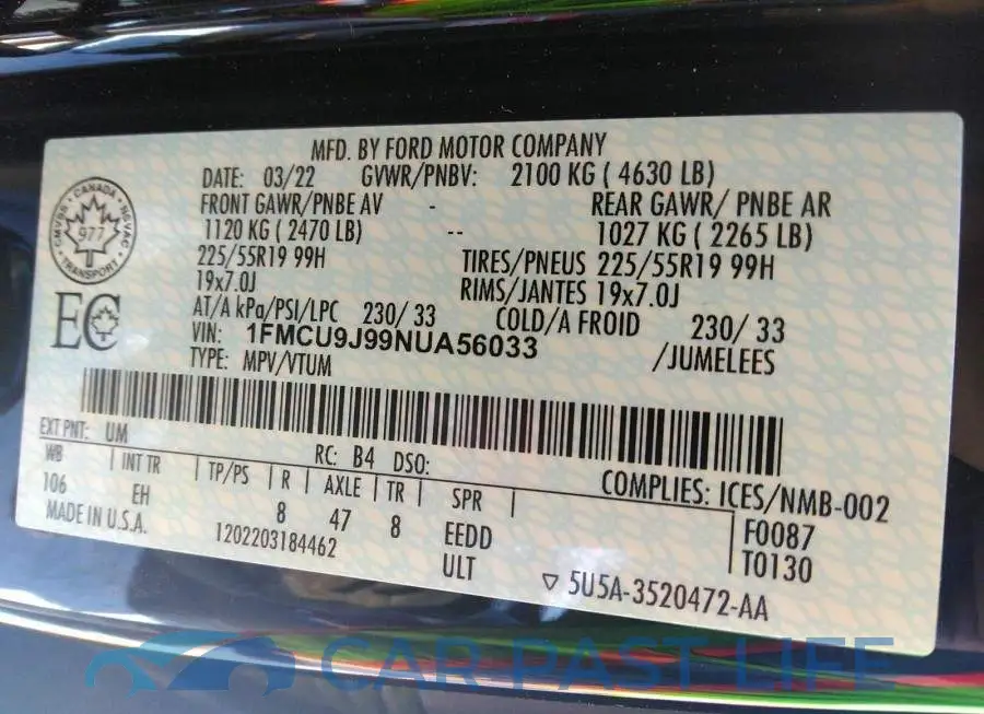 1FMCU9J99NUA56033# 9