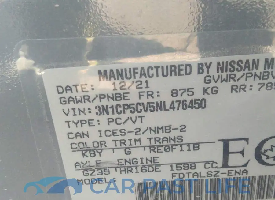 3N1CP5CV5NL476450# 9