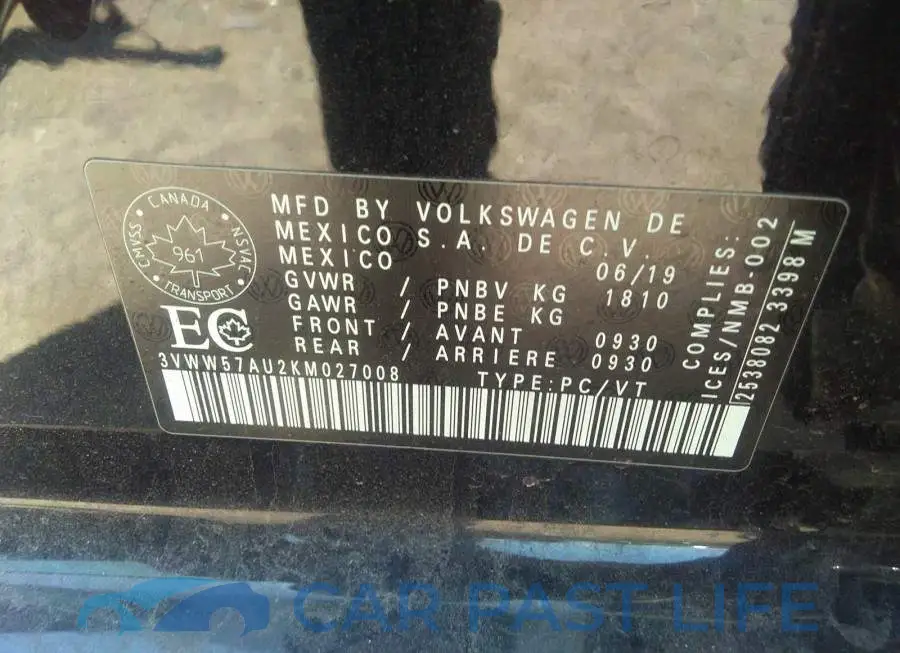 3VWW57AU2KM027008# 9
