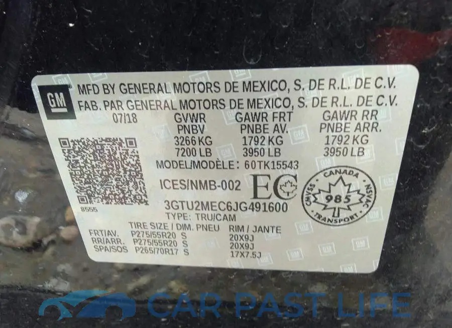 3GTU2MEC6JG491600# 9