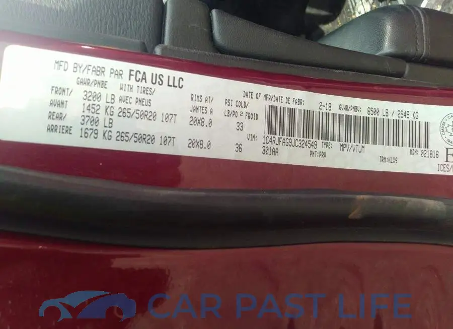 1C4RJFAG9JC324549# 9