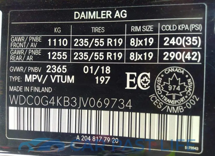 WDC0G4KB3JV069734# 9