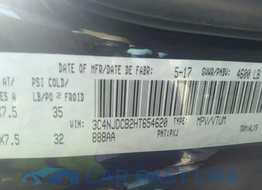 3C4NJDCB2HT654620# 9