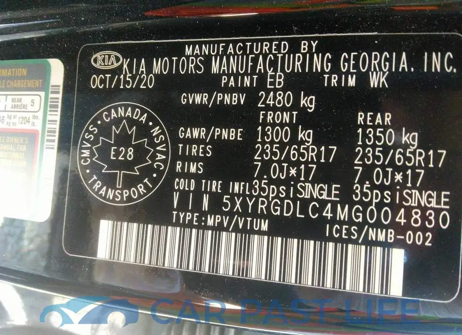 5XYRGDLC4MG004830# 9