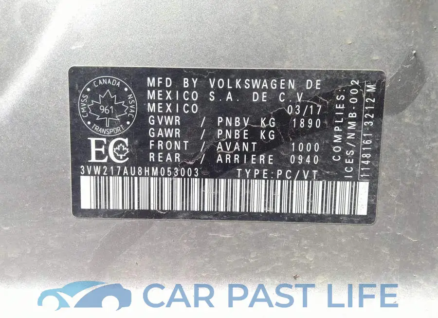 3VW217AU8HM053003# 9