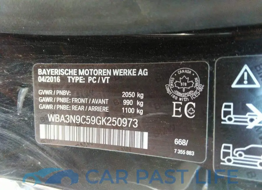 WBA3N9C59GK250973# 9