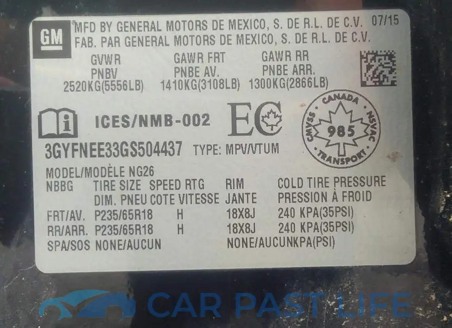 3GYFNEE33GS504437# 9