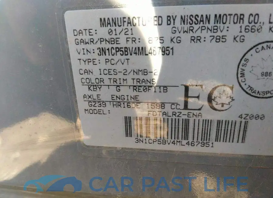3N1CP5BV4ML467951# 9