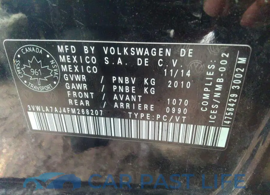 3VWLA7AJ4FM268207# 9