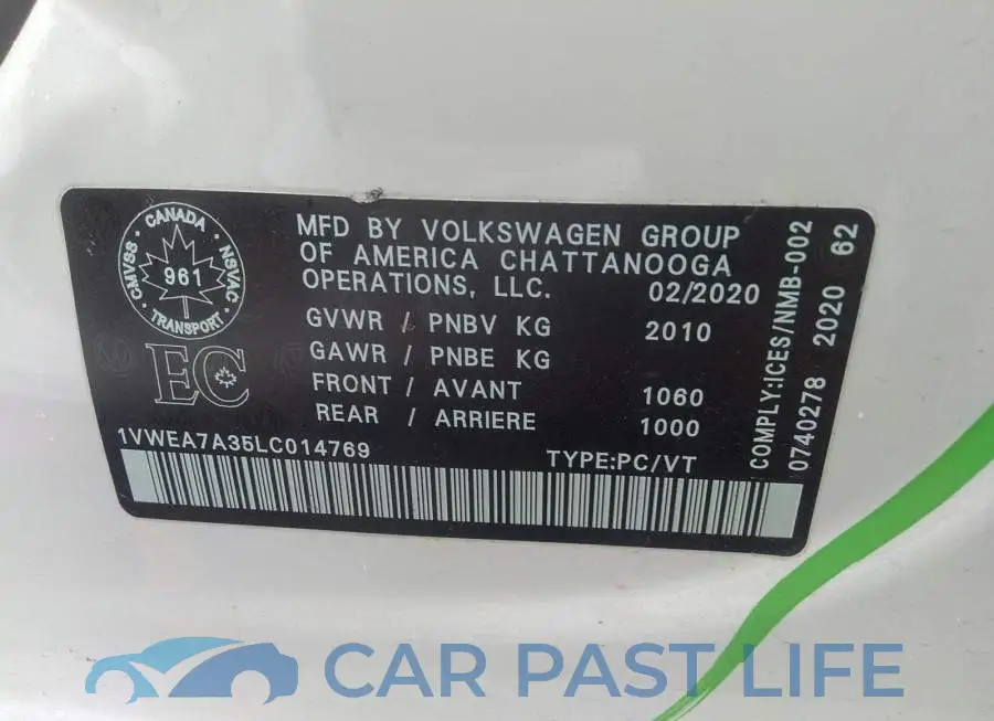 1VWEA7A35LC014769# 9