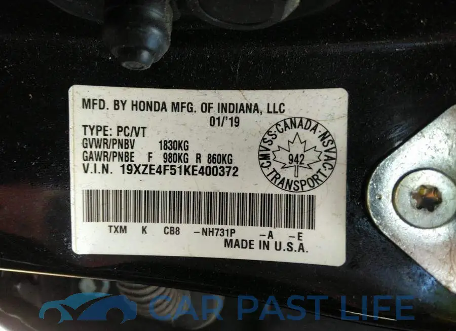 19XZE4F51KE400372# 9