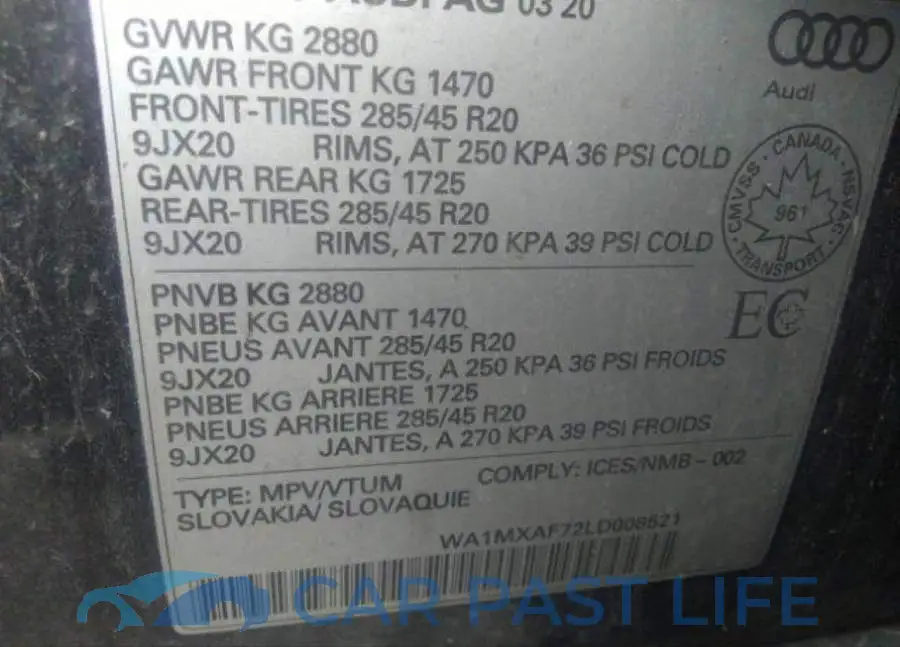 WA1MXAF72LD008521# 9