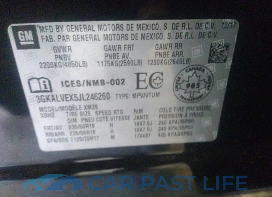 3GKALVEX5JL246260# 9