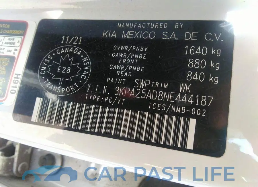 3KPA25AD8NE444187# 9