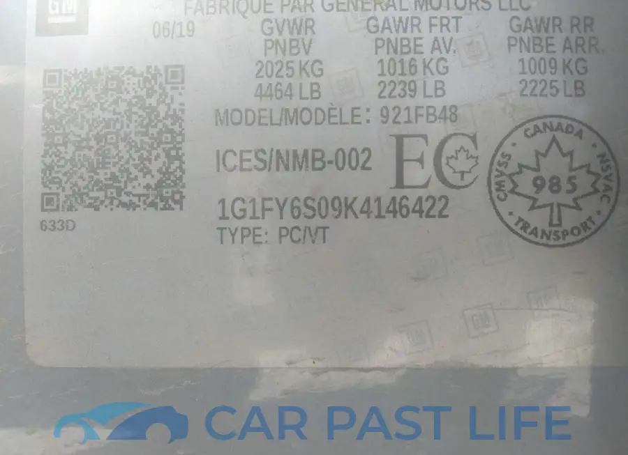 1G1FY6S09K4146422# 9