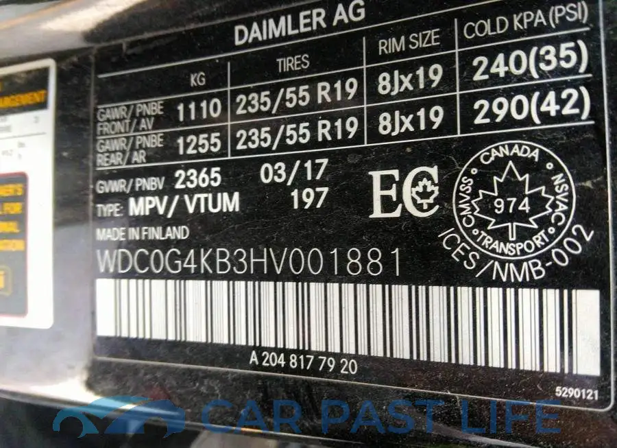 WDC0G4KB3HV001881# 9