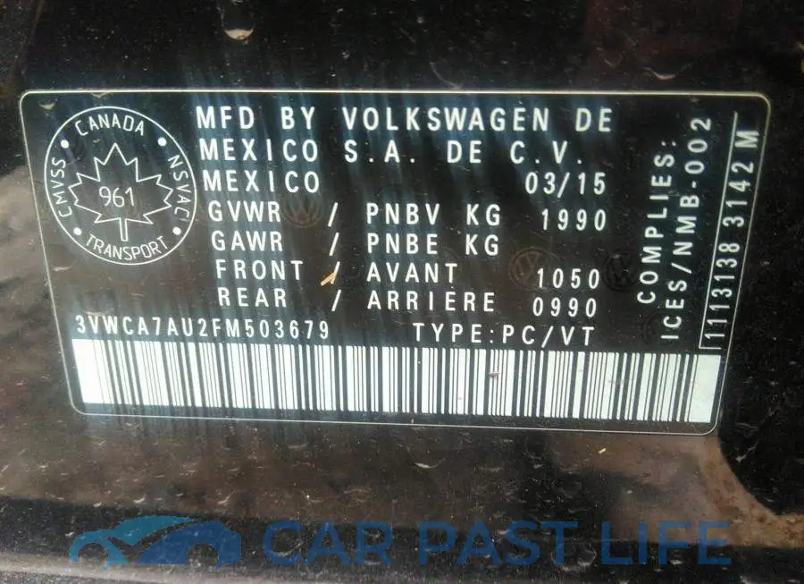 3VWCA7AU2FM503679# 9