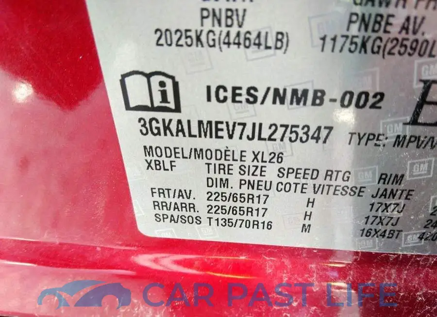 3GKALMEV7JL275347# 9