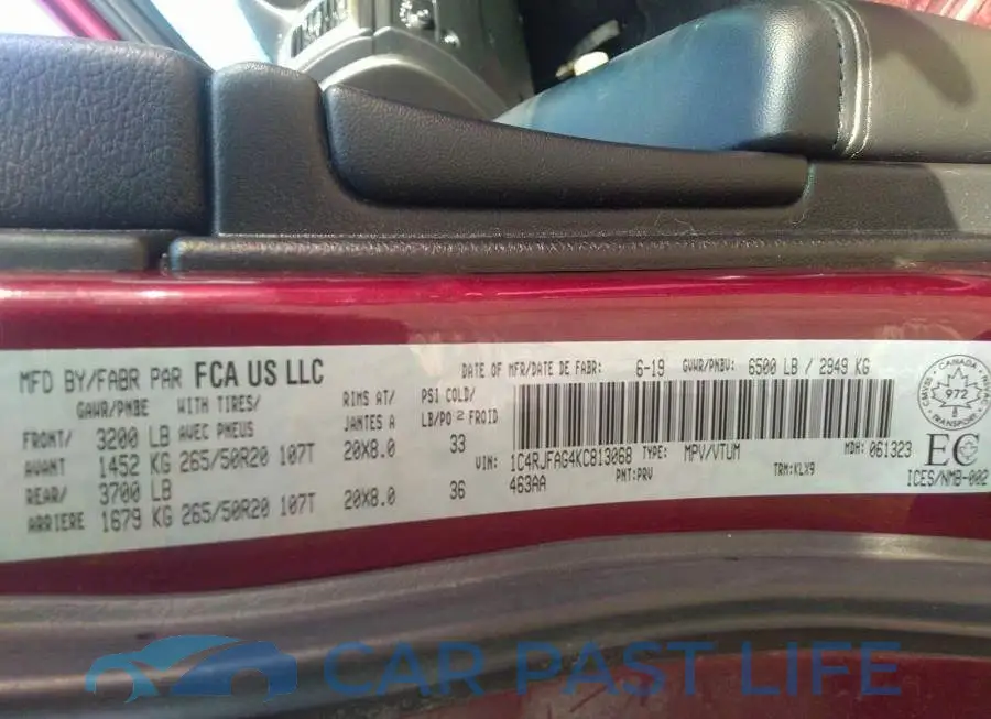 1C4RJFAG4KC813068# 9