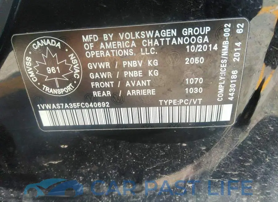 1VWAS7A35FC040692# 9