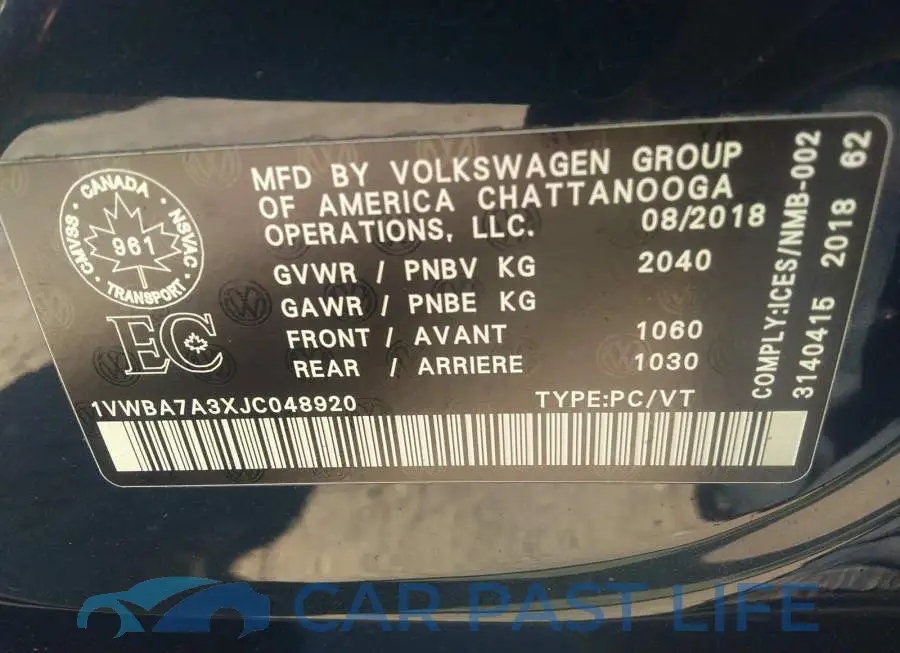 1VWBA7A3XJC048920# 9