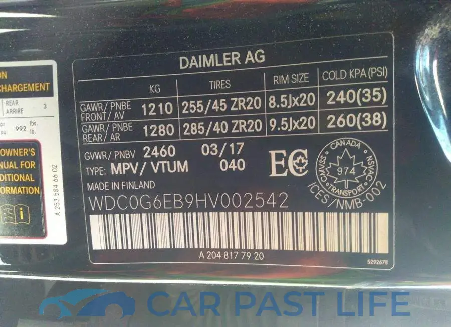 WDC0G6EB9HV002542# 9