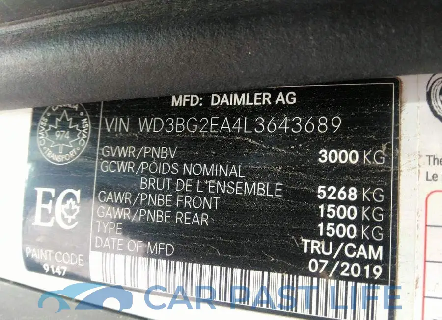 WD3BG2EA4L3643689# 9