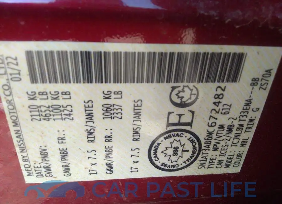 5N1AT3AB6NC672482# 9