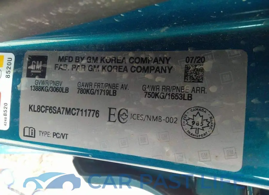 KL8CF6SA7MC711776# 9