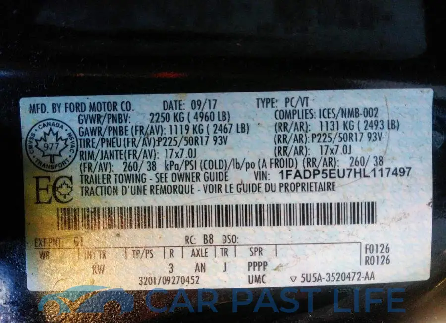 1FADP5EU7HL117497# 9