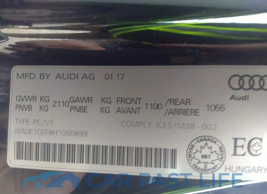 WAUF1GFF8H1050899# 9