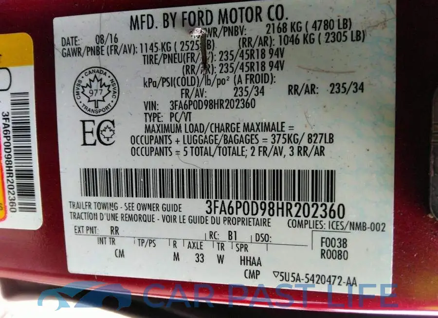 3FA6P0D98HR202360# 9