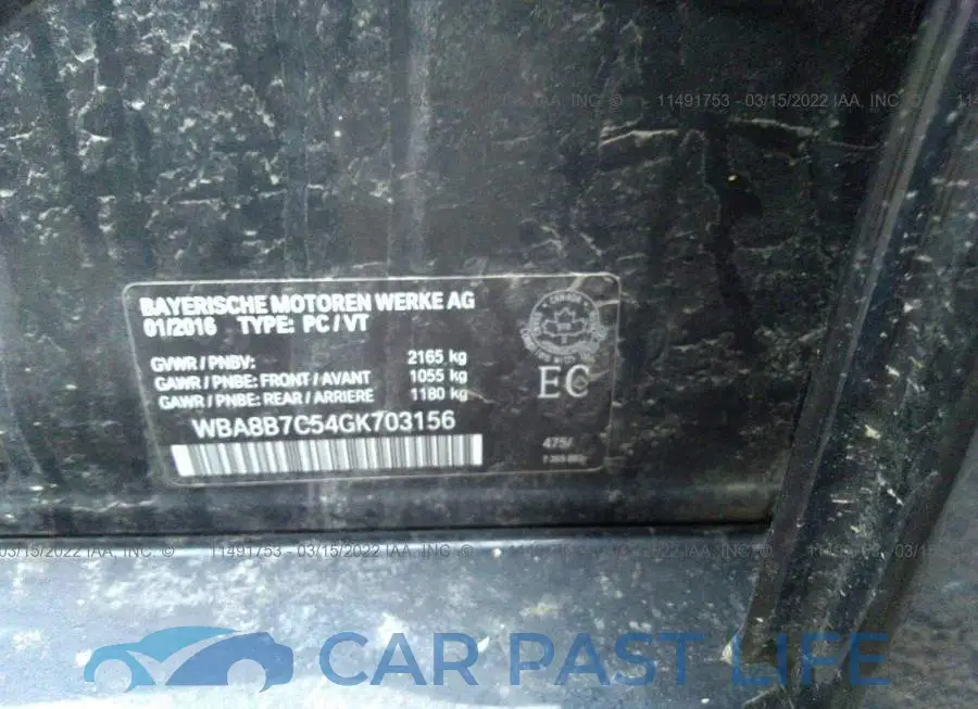 WBA8B7C54GK703156# 9