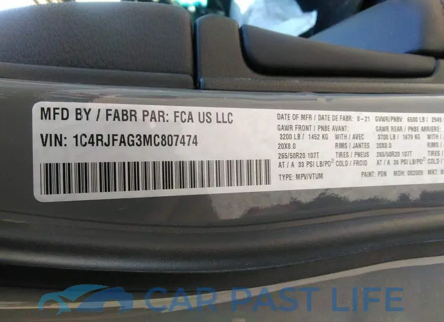1C4RJFAG3MC807474# 9