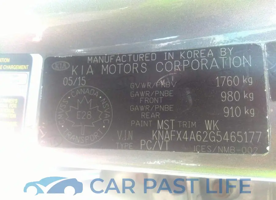 KNAFX4A62G5465177# 9