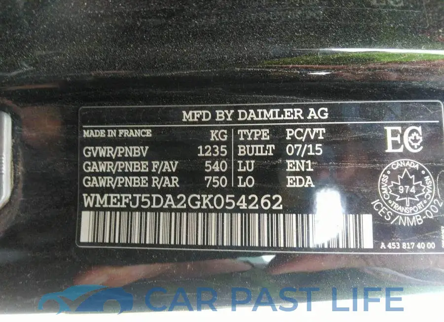 WMEFJ5DA2GK054262# 9