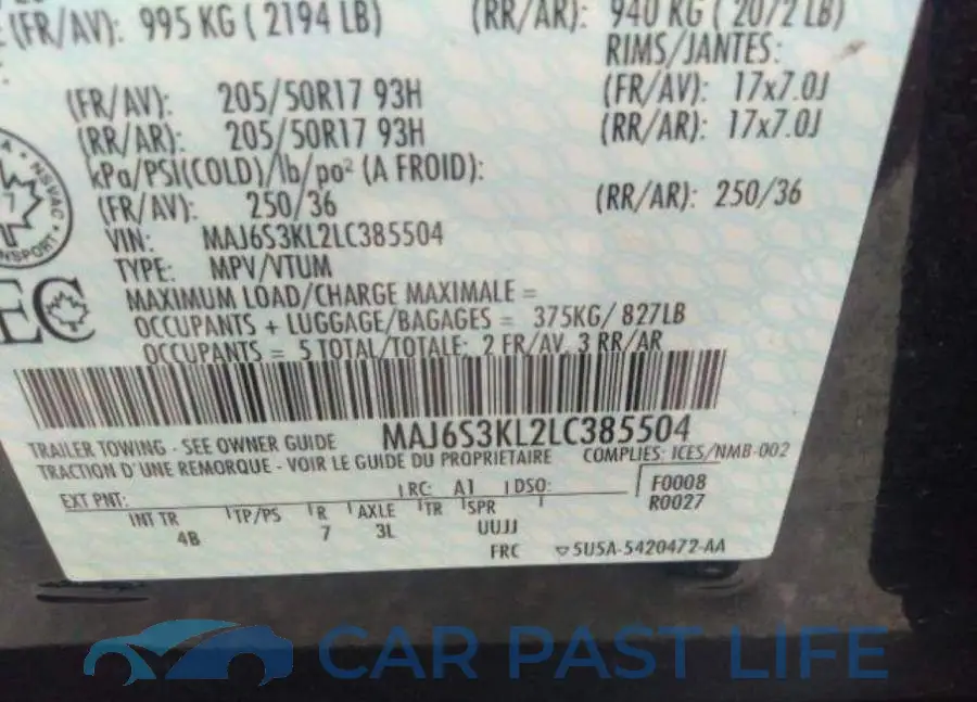 MAJ6S3KL2LC385504# 10