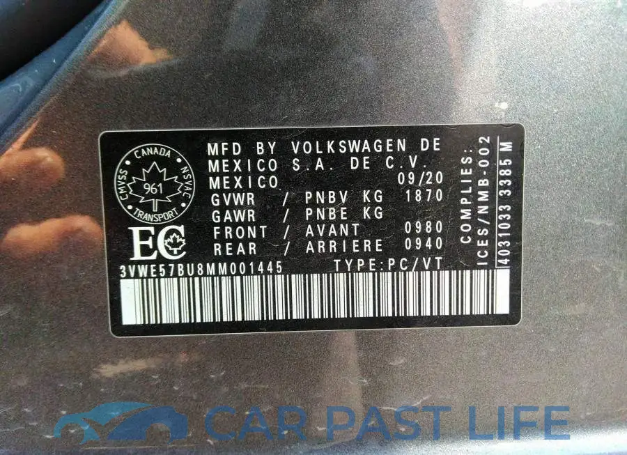 3VWE57BU8MM001445# 9