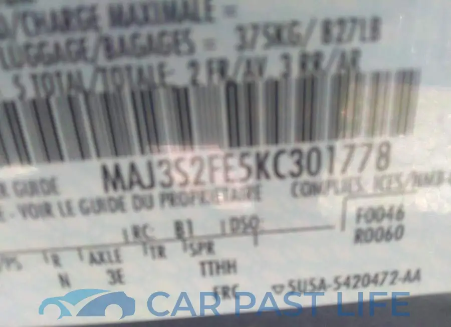 MAJ3S2FE5KC301778# 9