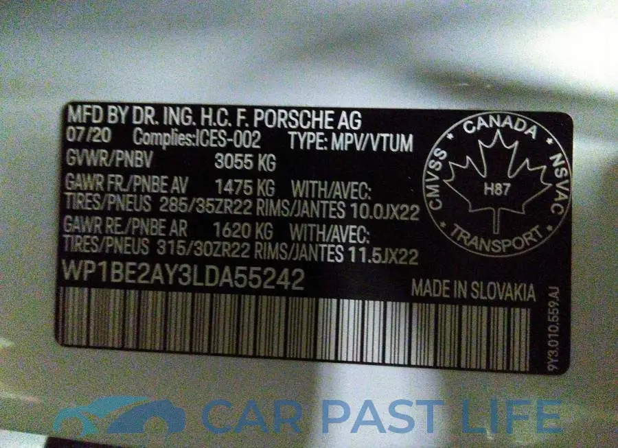 WP1BE2AY3LDA55242# 9