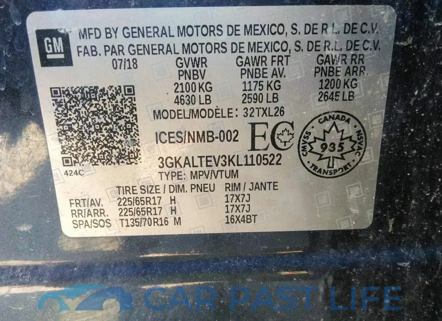 3GKALTEV3KL110522# 9
