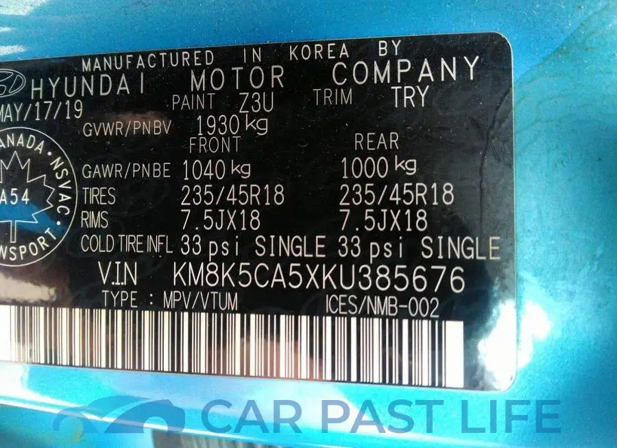 KM8K5CA5XKU385676# 9