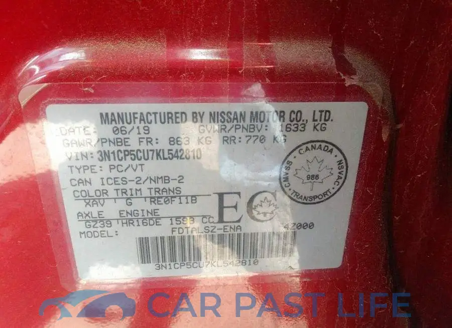 3N1CP5CU7KL542810# 9
