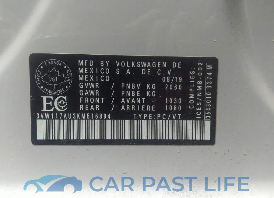 3VW117AU3KM516894# 9