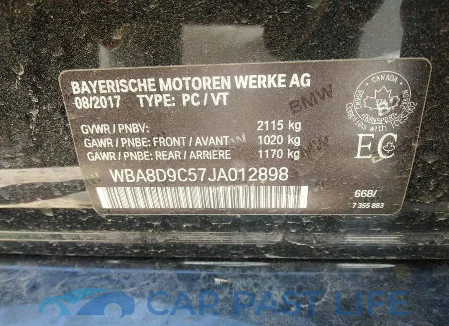 WBA8D9C57JA012898# 9