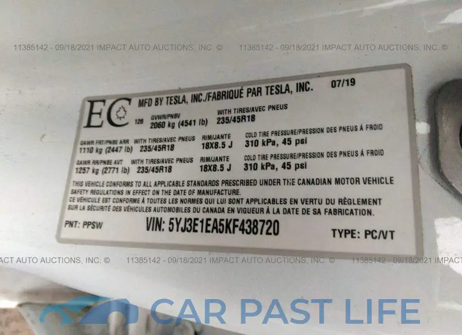 5YJ3E1EA5KF438720# 8