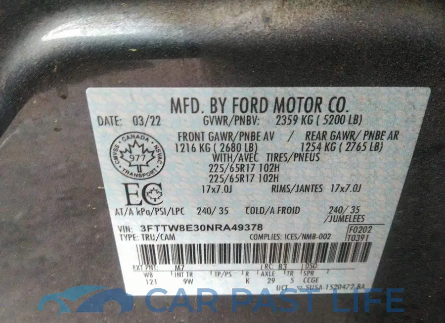 3FTTW8E30NRA49378# 9