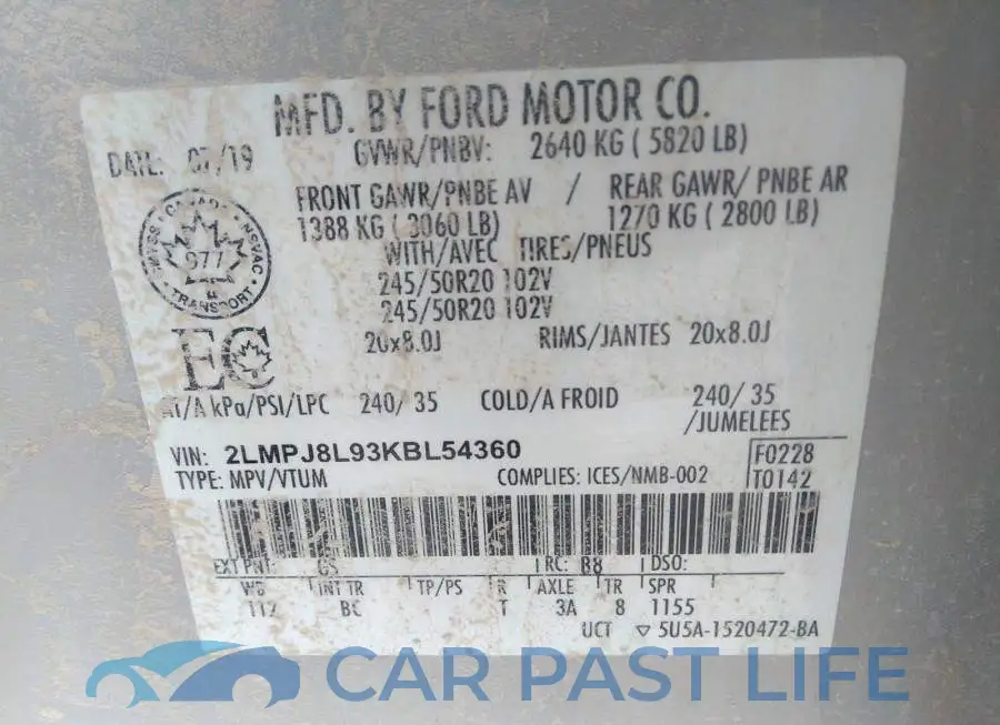 2LMPJ8L93KBL54360# 9